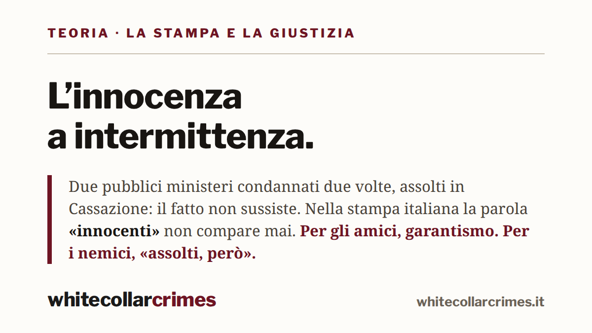 L'innocenza a intermittenza · La stampa e la giustizia · whitecollarcrimes